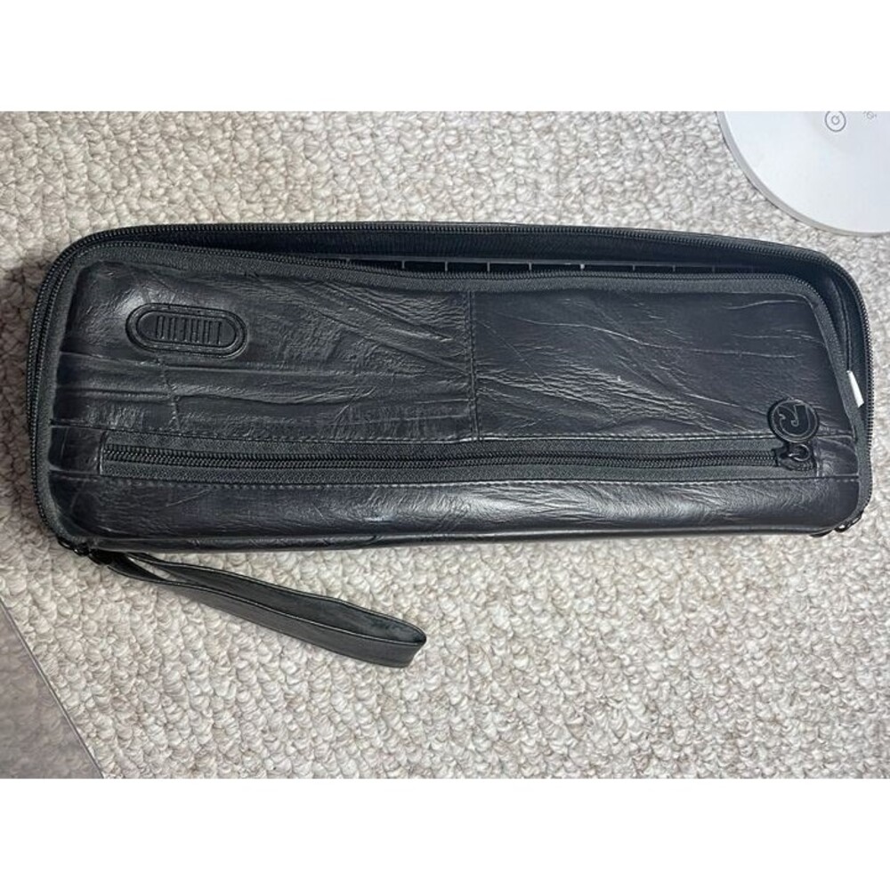 Laredo Leather Look Cassette Zippered Storage Case 15 Slots Black W/ Hand Strap